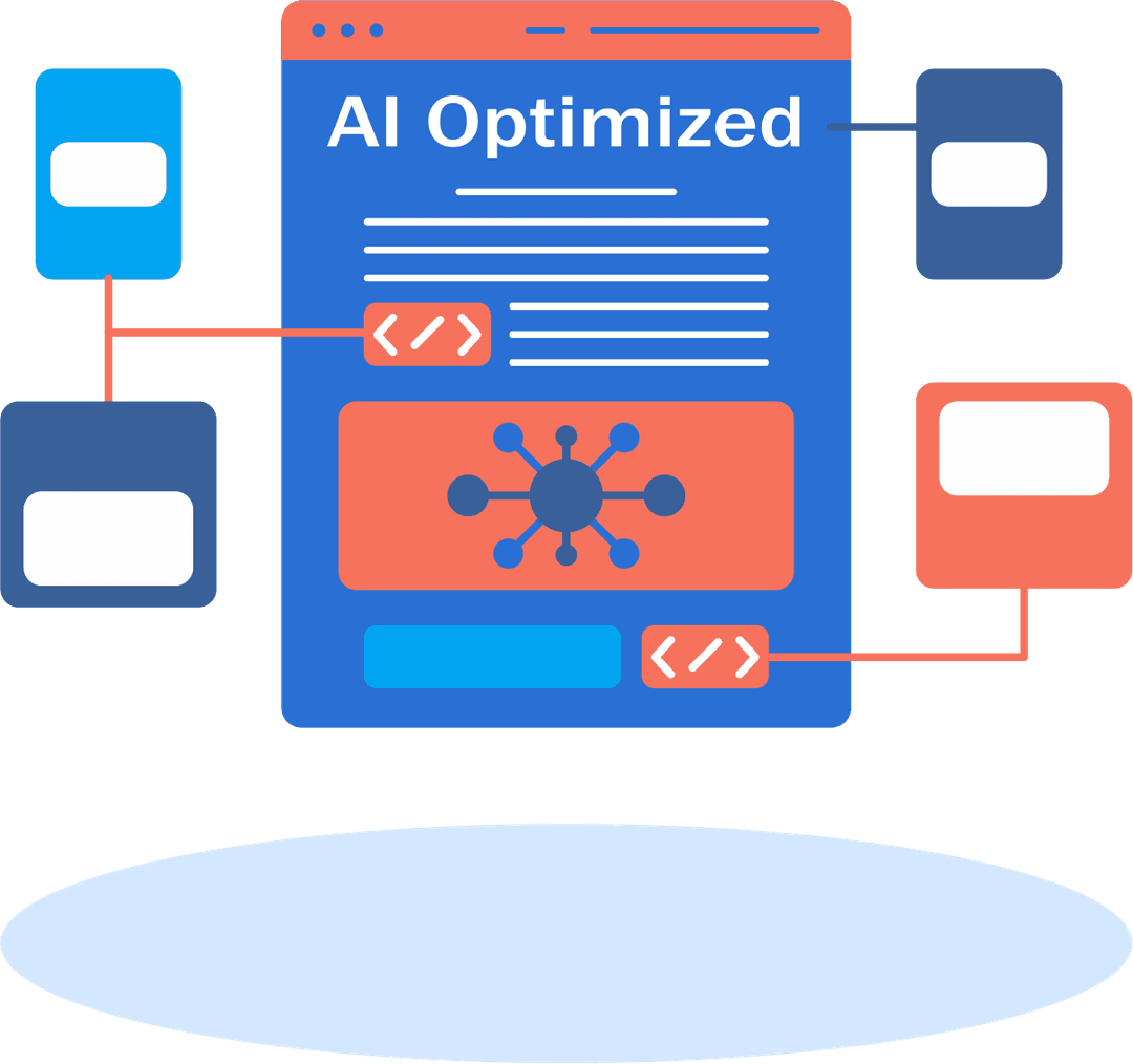 Illustration of business credibility and operations dashboard with website, checklist, calendar, video content, and customer messages