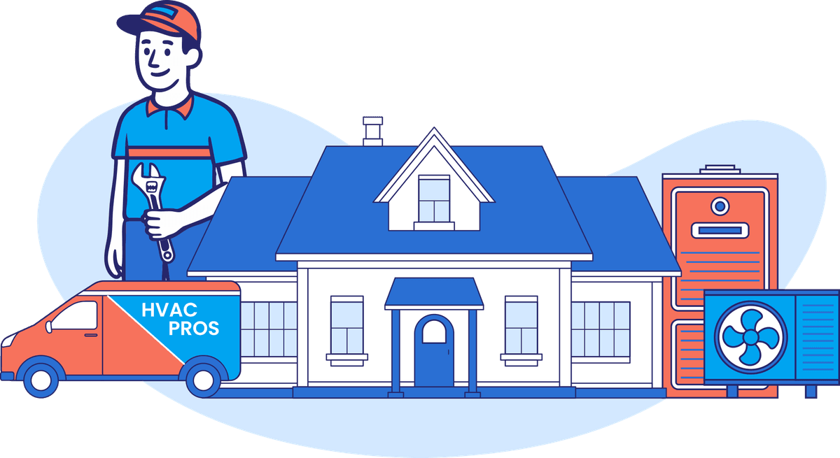 Smiling house painter holding a roller brush beside a residential home and branded painters van, representing professional house painting services